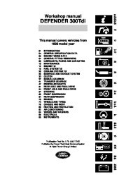 Land Rover Defender 300 Tdi Workshop Manual, 1996 page 3