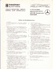 1968 Mercedes-Benz 280SE Becker Audio Manual, 1968 page 1