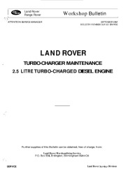 Land Rover 2.5 Litre Turbo-charged Diesel Engine Workshop Manual, 1987 page 1