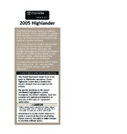 2005 Toyota Highlander Reference Owners Guide, 2005 page 2
