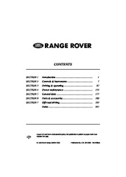 Land Rover Range Rover Export Handbook Owners Manual, 2000 page 2