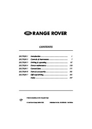 Land Rover Range Rover Handbook Australia Owners Manual, 2000 page 2
