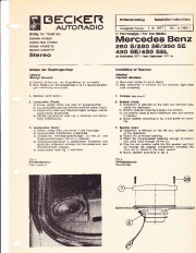 1977 Mercedes-Benz 280 S280 SE350 350SE 450SE 450SEL Becker Audio Manual page 1