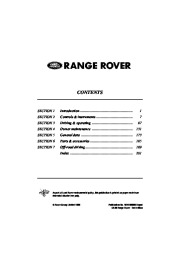 Land Rover Range Rover Owners Manual, 1999 page 3