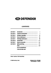 Land Rover Defender 90, 110, 130 Owners Manual, 1998 page 2