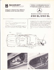 1967 Mercedes-Benz 230SL 250SL Becker Audio Manual, 1967 page 1