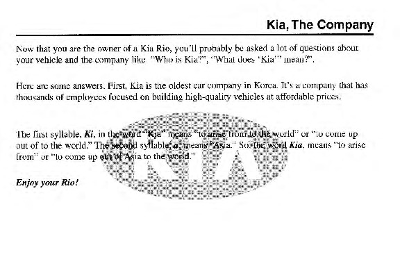 2002 Kia Rio Owners Manual