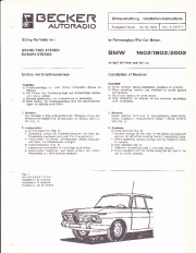 1971-1973 BMW 1602 1802 2002 Becker Audio Sound Owners Manual, 1971,1972,1973 page 1