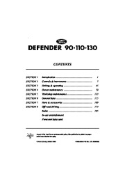 Land Rover Defender 90, 110, 130 Td5, Tdi, V8 Owners Manual, 1999 page 2