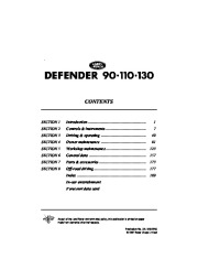 Land Rover Defender 90, 110, 130 Owners Manual, 1997 page 2