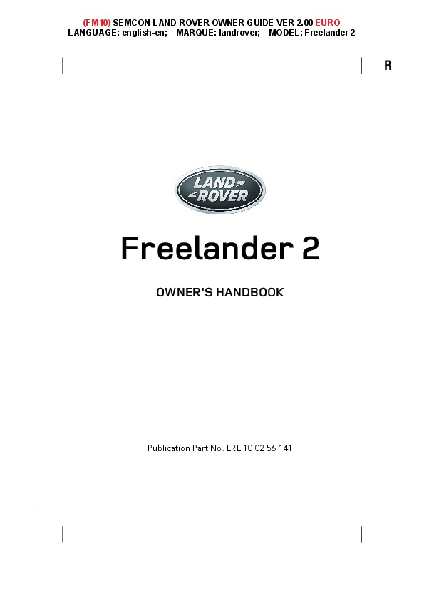 Land Rover Freelander User Manual Pdf