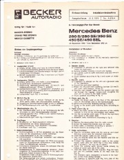 1972-1976 Mercedes-Benz 280S 280SE 350SE 450SE 450SEL Becker Audio Owners Manual, 1972,1973,1974,1975,1976 page 1
