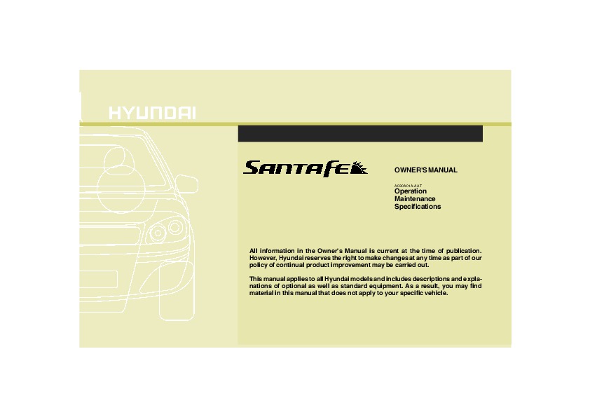 2008 Hyundai Santa Fe Service Manual - Perfect Hyundai