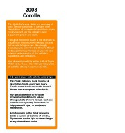 2008 Toyota Corolla Quick Reference Owners Guide, 2008 page 2