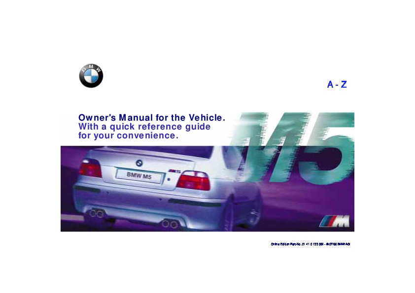 2000 BMW M5 E39 Owners Manual