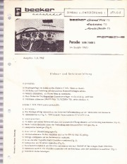 1960-1962 Porsche 1600 1600S Becker Audio Owners Manual, 1960,1961,1962 page 1