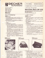 1976-1977 Mercedes-Benz W123 200D 220D 300D 200E 230E 250E 280E 230C C280 CE Becker Audio Manual, 1976,1977 page 1